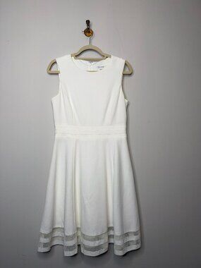 Calvin Klein White Fit & Flare Dress Women's 10